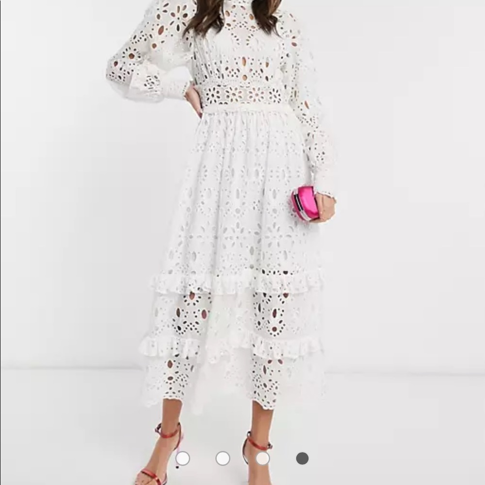 ASOS Eyelet Tiered Midi Dress